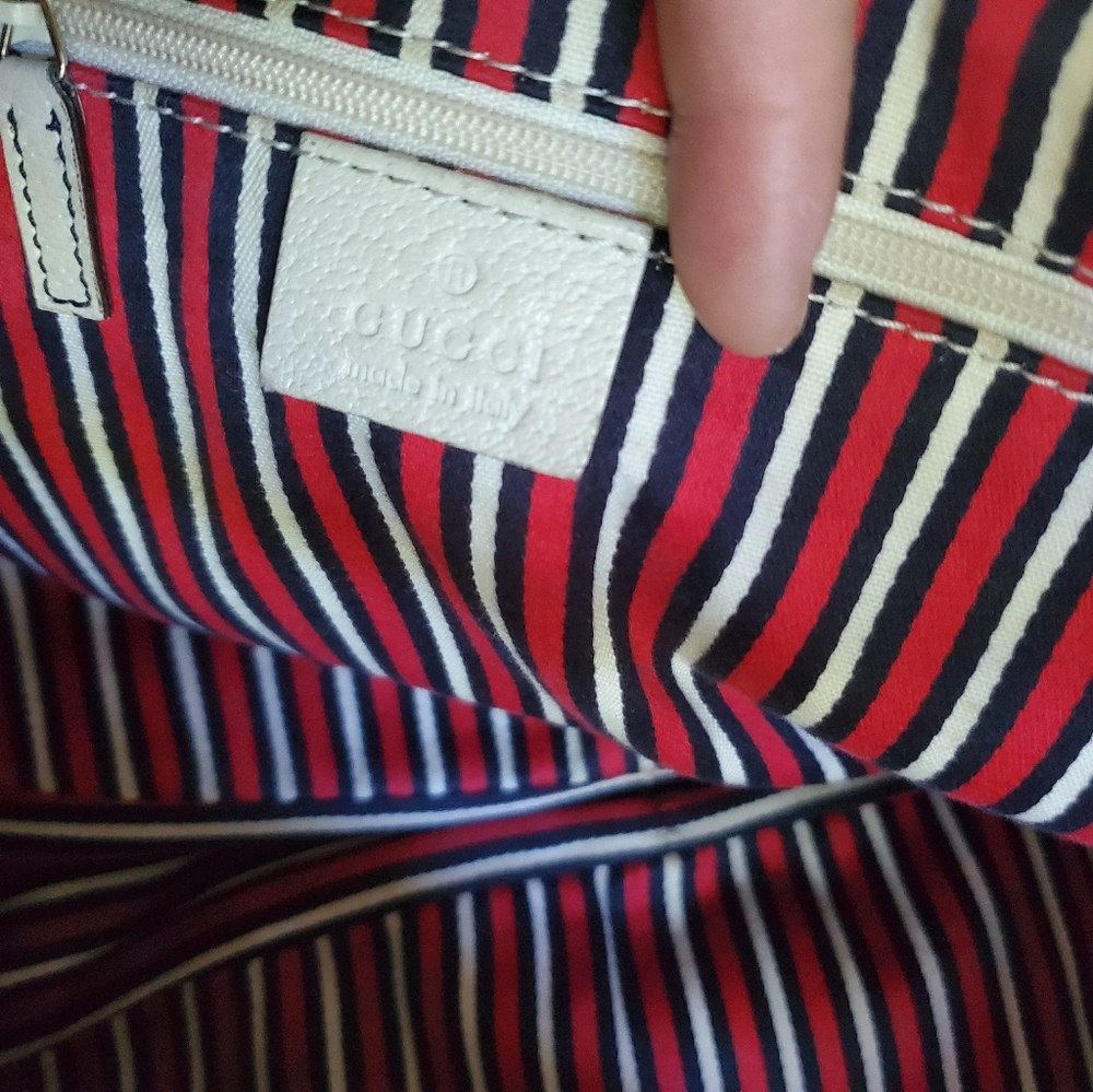 GUCCI RARE BAG VINTAGE NAVY PURSE WHITE LEATHER - Picture 13 of 16